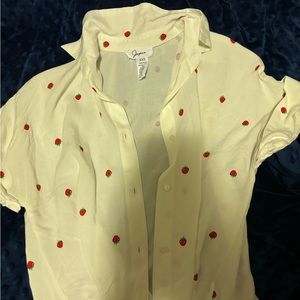 White Button up with strawberries